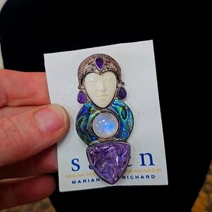 Sajen sterling silver inlaid with abalone shell and amethyst